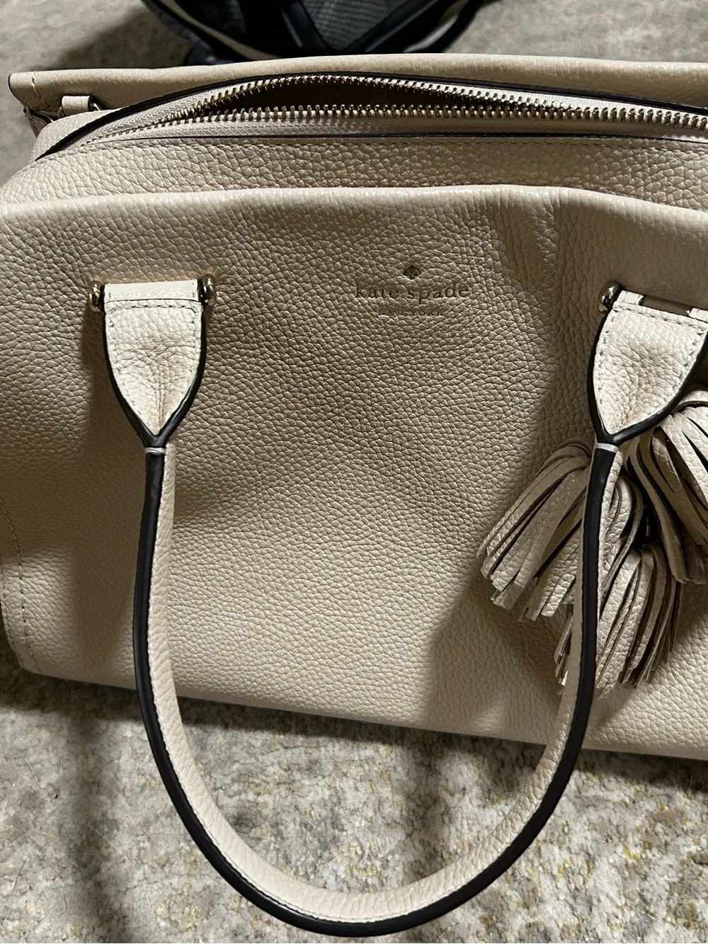 kate spade Pebbled Leather Satchel in Taupe